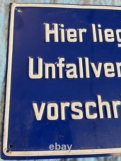 12 German Tin Sign Accidents Prevention Regulation Warning Prohibited VTG RARE
