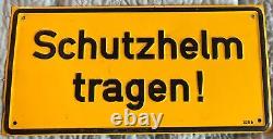12 German Tin Sign Protective Helmet Danger Warning Prohibited VTG RARE