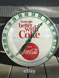 18 Vintage Antique Coke Coca Cola Tin Non Porcelain Thermometer Glass Dome Sign