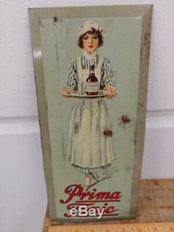 1900s VINTAGE PRIMA TONIC TIN-OVER-CARDBOARD (H. D. BEACH) SIGN-CHICAGO ILL-13x6