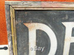 1910s Antique vtg 58 DENTIST Trade Sign Sand Painted TIN Primitive Wood Frame