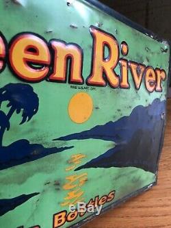 1919 Green River Soda Sign Embossed Tin Metal Prohibition 19 Chicago Vintage
