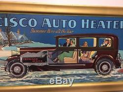 1920's FRANCISCO AUTO HEATER TIN ADVERTISING SIGN VINTAGE CAR GAS STATION