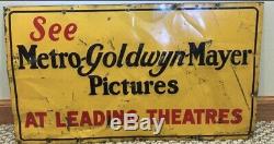 1920s 30s Metro Goldwyn Mayer MGM Original Rare Tin Sign Theatre Vintage Antique