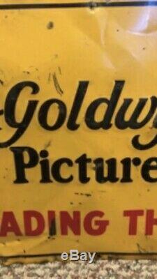 1920s 30s Metro Goldwyn Mayer MGM Original Rare Tin Sign Theatre Vintage Antique