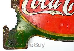 1929 Coca Cola Tin Sign Trade Mark Registered Coke Vintage Antique Red Green