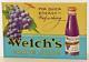 1930's Welch's Grape Juice Vintage Tin Over Cardboard Advertising Sign