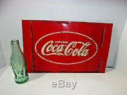 1930's Antique Vintage Coca Cola Soda Coke Tin Embossed Sign Advertising