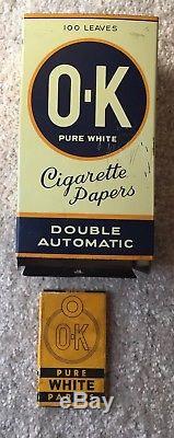 1930's O-K Cigarette Tobacco Rolling Paper Dispenser Vintage Tin Sign Display