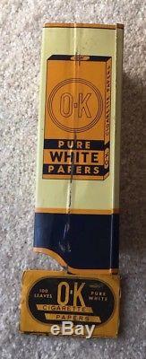 1930's O-K Cigarette Tobacco Rolling Paper Dispenser Vintage Tin Sign Display