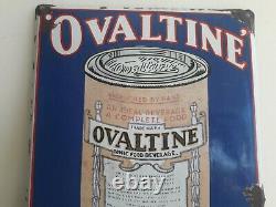 1930s Ovaltine Tonic Food Beverage Tin Porcelain Enamel Sign Board Vintage Antiq