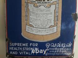 1930s Ovaltine Tonic Food Beverage Tin Porcelain Enamel Sign Board Vintage Antiq