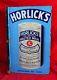 1930s Vintage Double Sided Horlicks Malted Milk Drink Tin Porcelain Sign, England