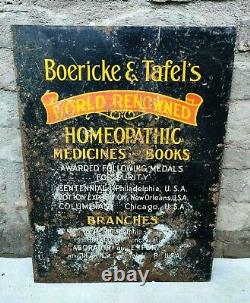 1930s Vintage Boericke & Tafel's Homoeopathic Medicine Tin Sign Board Rare USA