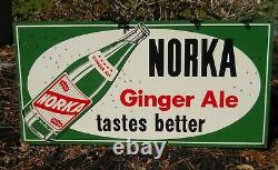 1930s Vintage Tin Metal Sign Norka Ginger Ale The Norka Bev. Co. Soda Akron OH