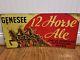 1934 Genesee 12 Horse Ale Tin Sign Beer Rochester Ny Brewery Rare Metal Vintage