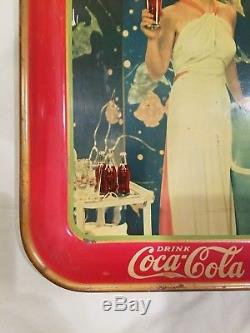 1935 Coca-Cola advertising serving tray tin litho sign Madge Evans vintage old