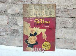1936s Vintage Rare Passing Show Cigarette Advertisement Tin Sign Board Calendar