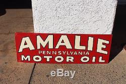 1940-50s Original AMALIE Motor Oil Tin Advertising Vintage Sign