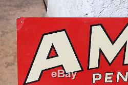 1940-50s Original AMALIE Motor Oil Tin Advertising Vintage Sign