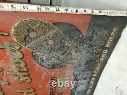 1940's Embossed Tin Sign Cats Paw Shoe Boot Repair Vintage Advertising Antique