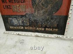 1940's Embossed Tin Sign Cats Paw Shoe Boot Repair Vintage Advertising Antique
