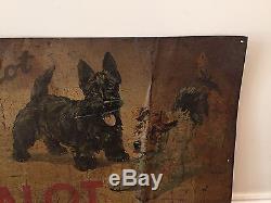 1940's Tin Enamel Advertising Sign Winalot Scottie Dog Food Vintage Antique