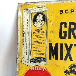 1940s Vintage Bengal Chemical Gripe Mixture Advertising Litho Tin Sign Board