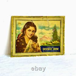 1940s Vintage India Actress Padmini Graphics Kashmir Snow Advertising Tin Sign