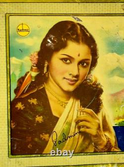 1940s Vintage India Actress Padmini Graphics Kashmir Snow Advertising Tin Sign