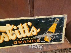 1940s Vintage Nesbitt's Orange Soda Old Embossed Tin Sign advertising pop