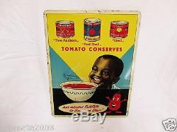 1940s Vintage Rare Shell Black Boy Americana Dragotta tomato tin sign