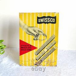 1940s Vintage Swissco Straps Bracelets Advertising Tin Sign Board Rare Old TS128