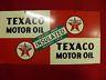 1947 Vintage Texaco Motor Oil 2 Side Tin Insulated Against Heat Cold Sign Nice