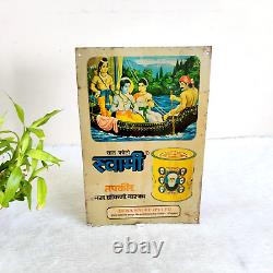 1950 Vintage Kewat Ferries Rama Sita Laxman Swami Snuff Advertising Tin Sign S26