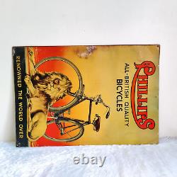 1950 Vintage Phillips Bicycles Advertising Litho Tin Sign Rare Collectible TS433