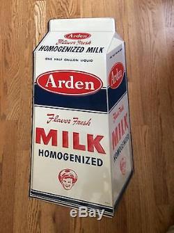 1950's Arden Milk Die Cut Embossed Tin Advertising Vintage Sign WithLogo Boy