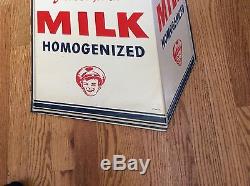1950's Arden Milk Die Cut Embossed Tin Advertising Vintage Sign WithLogo Boy