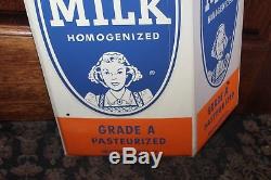 1950's Original Knudsen Milk Die Cut Tin Advertising Vintage Sign NOS