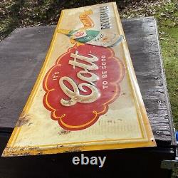 1950s COTT Beverages Ginger Ale Advertising Embossed Tin Sign