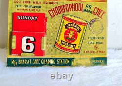 1950s Vintage Arjun Krishna Champaphool Ghee Advertising Tin Sign Board Calendar
