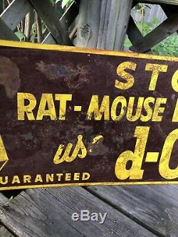 1950s Vintage D-CON RAT & MOUSE POISON Old General Store Tin Sign