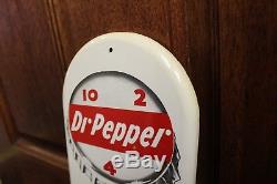 1950s Vintage Dr Pepper Soda Advertising 10-2-4 Tin 16 Thermometer Sign