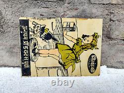 1950s Vintage Girl & Cat Anupam Sweets Confectionery Tin Sign Board Original Old