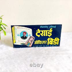 1950s Vintage India Turban Man Desai Officer Bidi Advertising Tin Sign Board S22