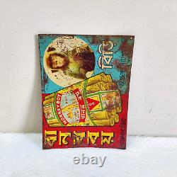 1950s Vintage Old Monkey Boy Bidi Cigarette Advertising Tin Sign Board Rare S36
