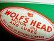 1950s Vintage Original Wolf's Head Motor Oil & Lubes Old Gas Station Tin Sign