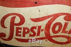 1950s Vintage Pepsi Cola Soda Button Bottle Cap Advertising Tin Metal Sign