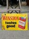 1950s Vintage Winston Cigarette Tastes Good Tin Sign No. 178 A