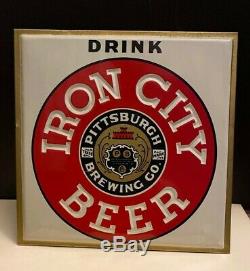 1950s vintage IRON CITY BEER tin-over-cardboard sign T. O. C. PITTSBURGH BREWING